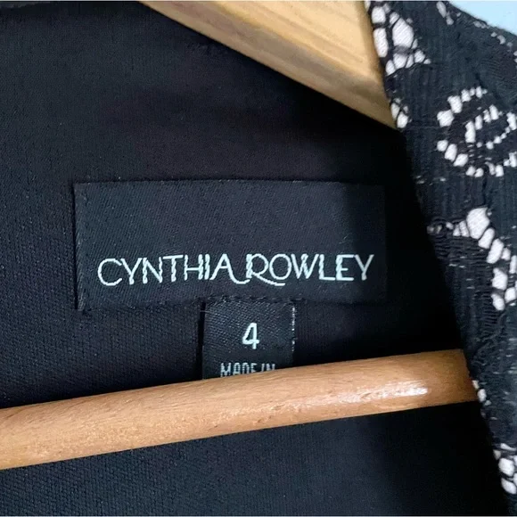 Cynthia Rowley Lace Inset Silhouette Dress Womens 4 Little Black Dress - Picture 6 of 13